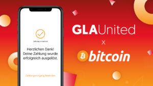 Logo GLA United und Bitcoin