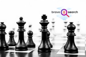 Schachbrett mit Brave Search Logo