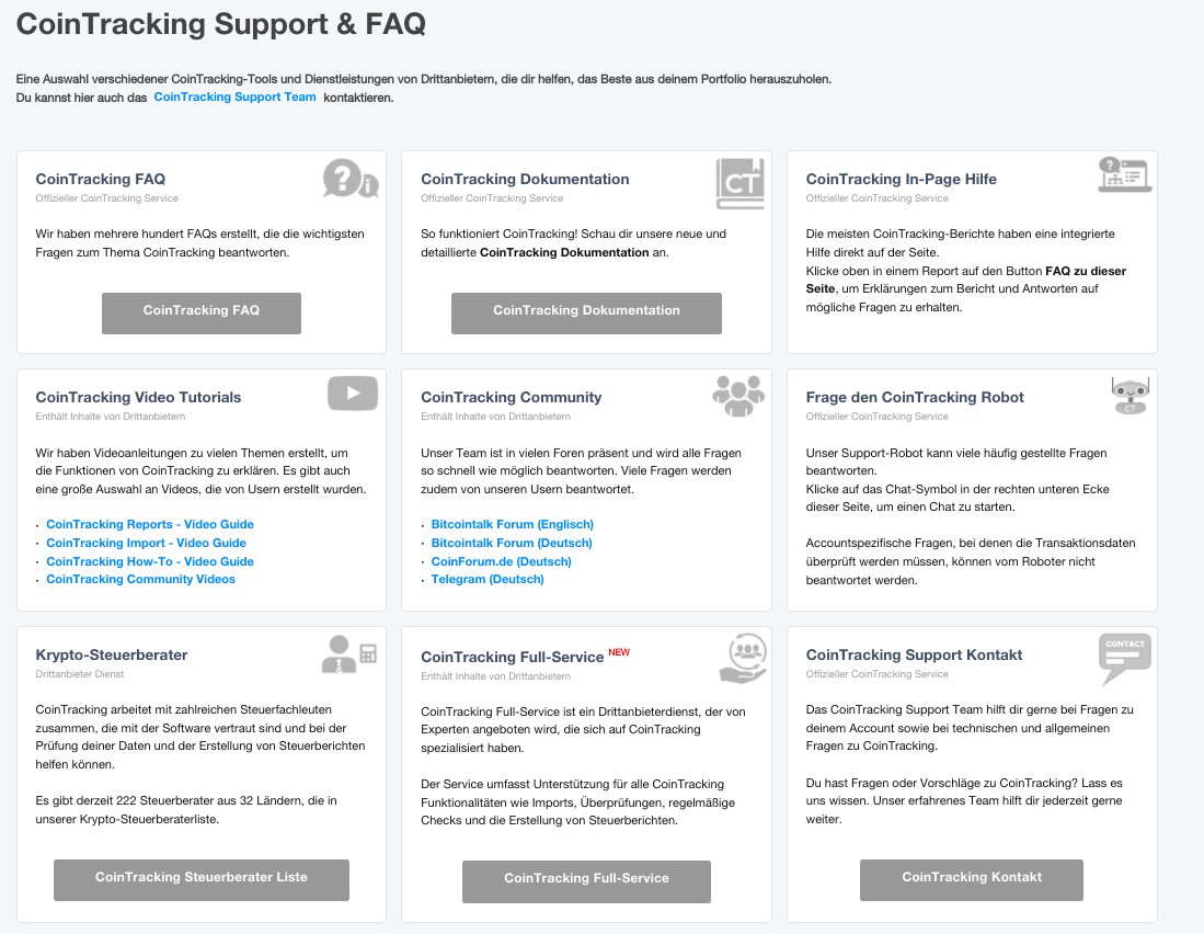 CoinTracking Support