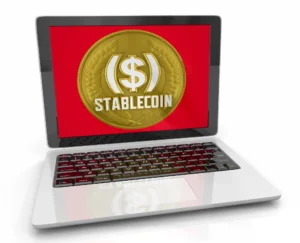 Laptop Aufschrift Stablecoin