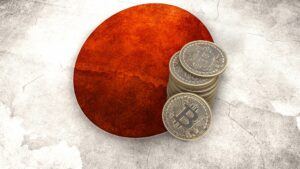Japanische Flagge und Bitcoin
