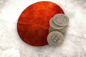 Japanische Flagge und Bitcoin
