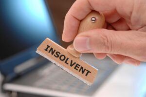 Stempel mit Aufschrift "Insolvent"