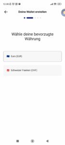 Relai App: Währung auswählen