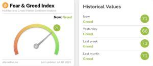 Krypto Fear & Greed Index 10. Juli 2025
