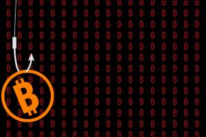 Was hinter der „Coldcard-Attacke“ steckt: Wenn das digitale Portemonnaie zur Falle wird Bitcoin am Haken als Symbol für einen versuchten Hacking-Angriff auf Wallets